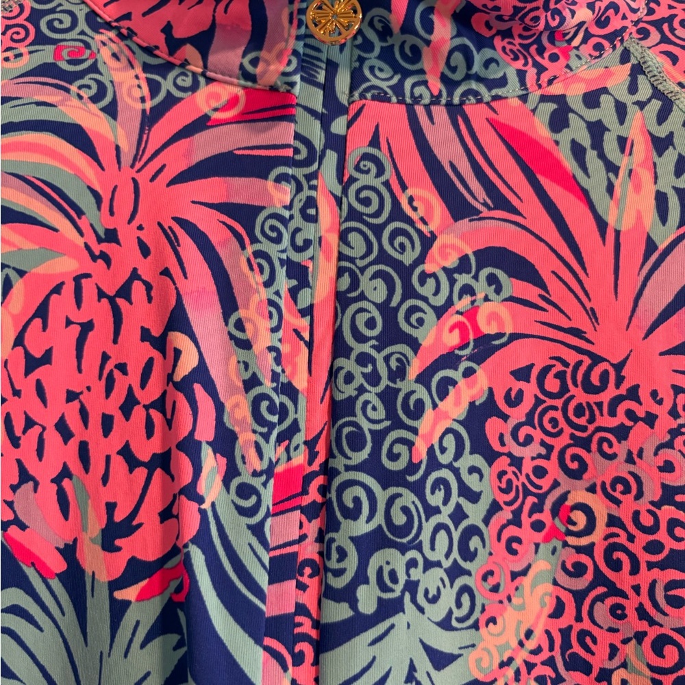 Lilly Pulitzer Pink and Blue Pineapple Print Athletic Top - Picture 2 of 3